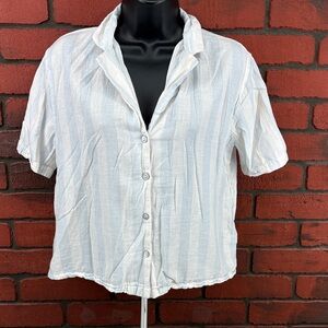 Cynthia Rowley Women's Nautical Striped Button-Down Top Size Small